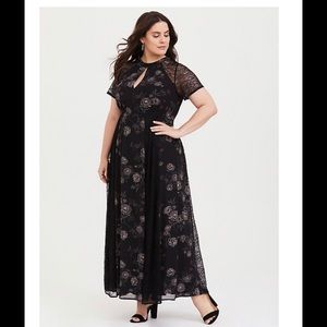 Floral chiffon lace Maxi dress